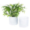 22cm Round Sandstone Plastic Plant Pot White - Set of 2